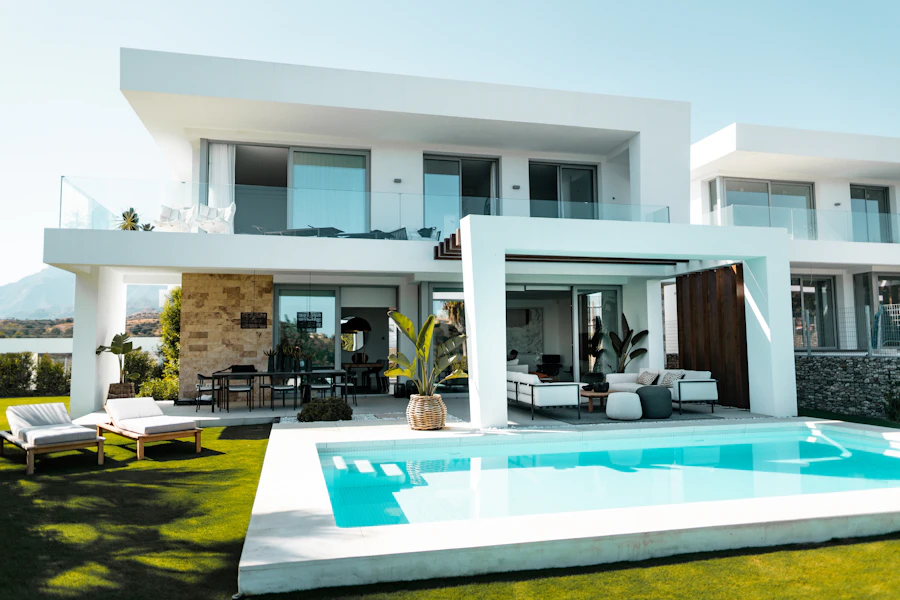 Modern villa with pool for villa moving services